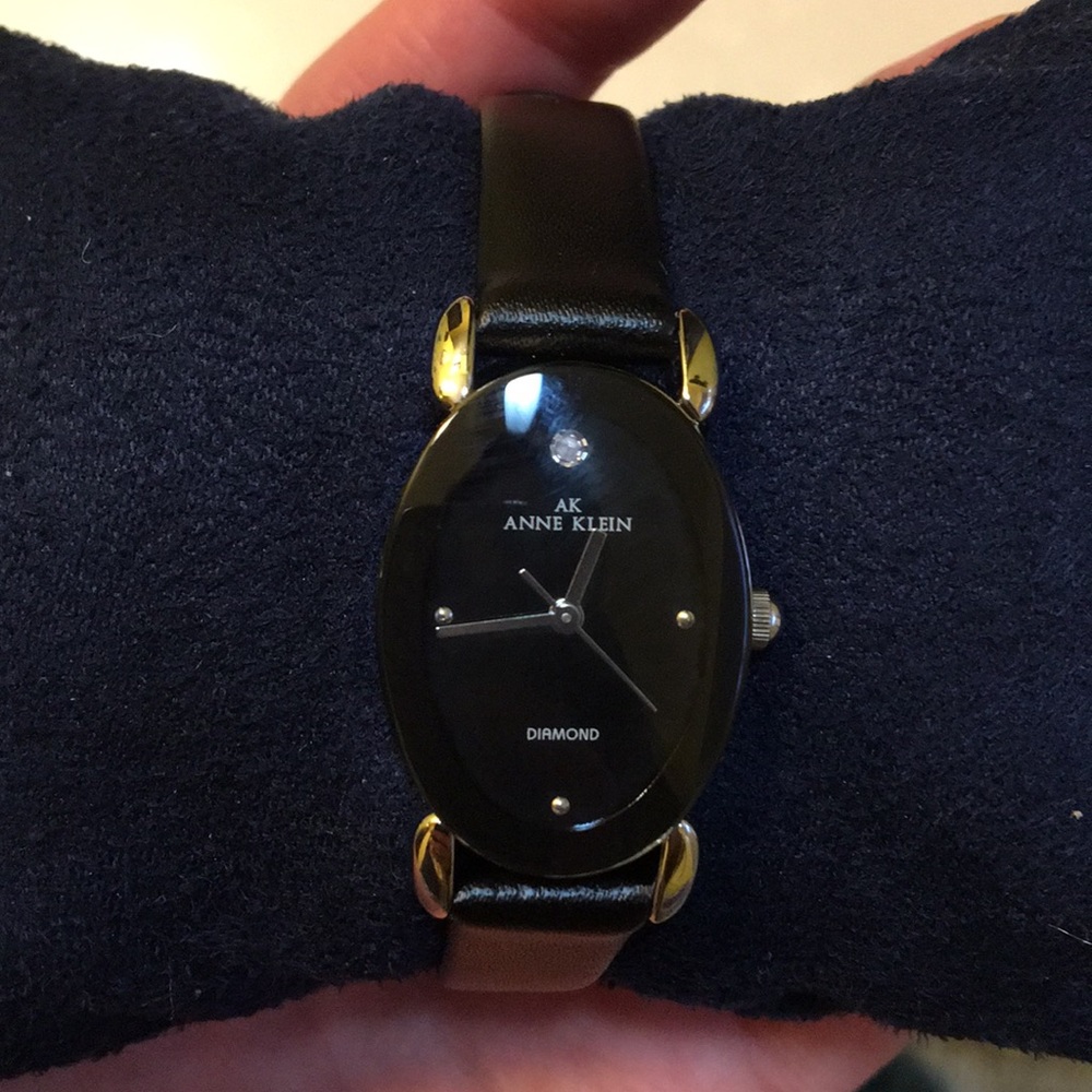 Anne Klein Black Leather Watch